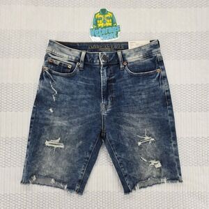 American Eagle Mens 30 Cut Off Denim Shorts Next Level Flex Distressed NWT
